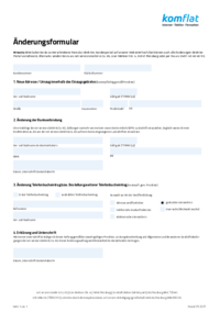 Änderungsformular für Vertragsdaten